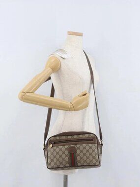 GUCCI GG Supreme Web Sherry Line Bag PVC Leather Beige 001 56 0942 Auth mr2019